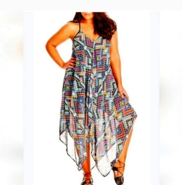City Chic Dresses & Skirts - City Chic 'Prism' Print Handkerchief Hem Maxi Dress size 22